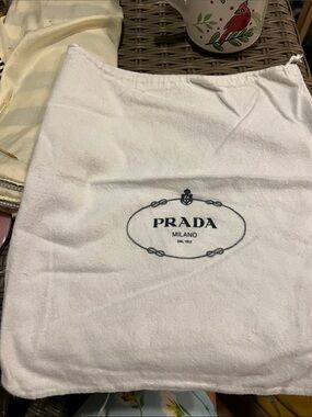 Prada White Dust Bag with faded blackLogo